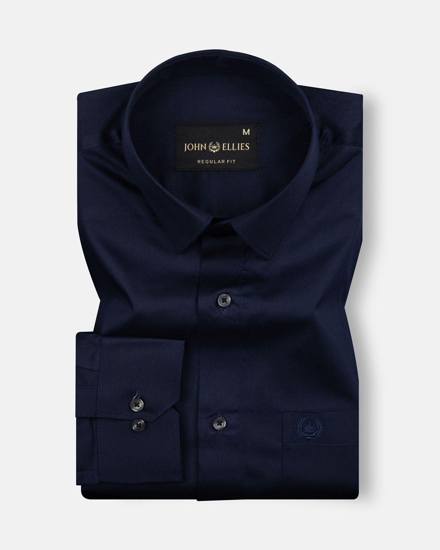 Jexari Navy Blue Plain Giza Cotton Shirt - John Ellies