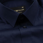 Jexari Navy Blue Plain Giza Cotton Shirt - John Ellies