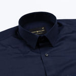Jexari Navy Blue Plain Giza Cotton Shirt - John Ellies
