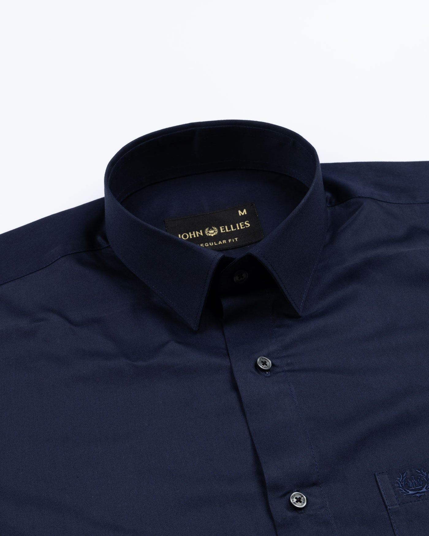 Jexari Navy Blue Plain Giza Cotton Shirt - John Ellies