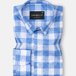 Vintrex Blue Plaid Linen Shirt - John Ellies