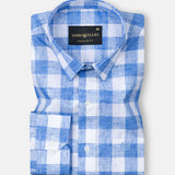 Vintrex Blue Plaid Linen Shirt - John Ellies