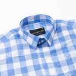 Vintrex Blue Plaid Linen Shirt - John Ellies