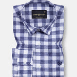Vintrex Navy Blue Plaid Linen Shirt - John Ellies