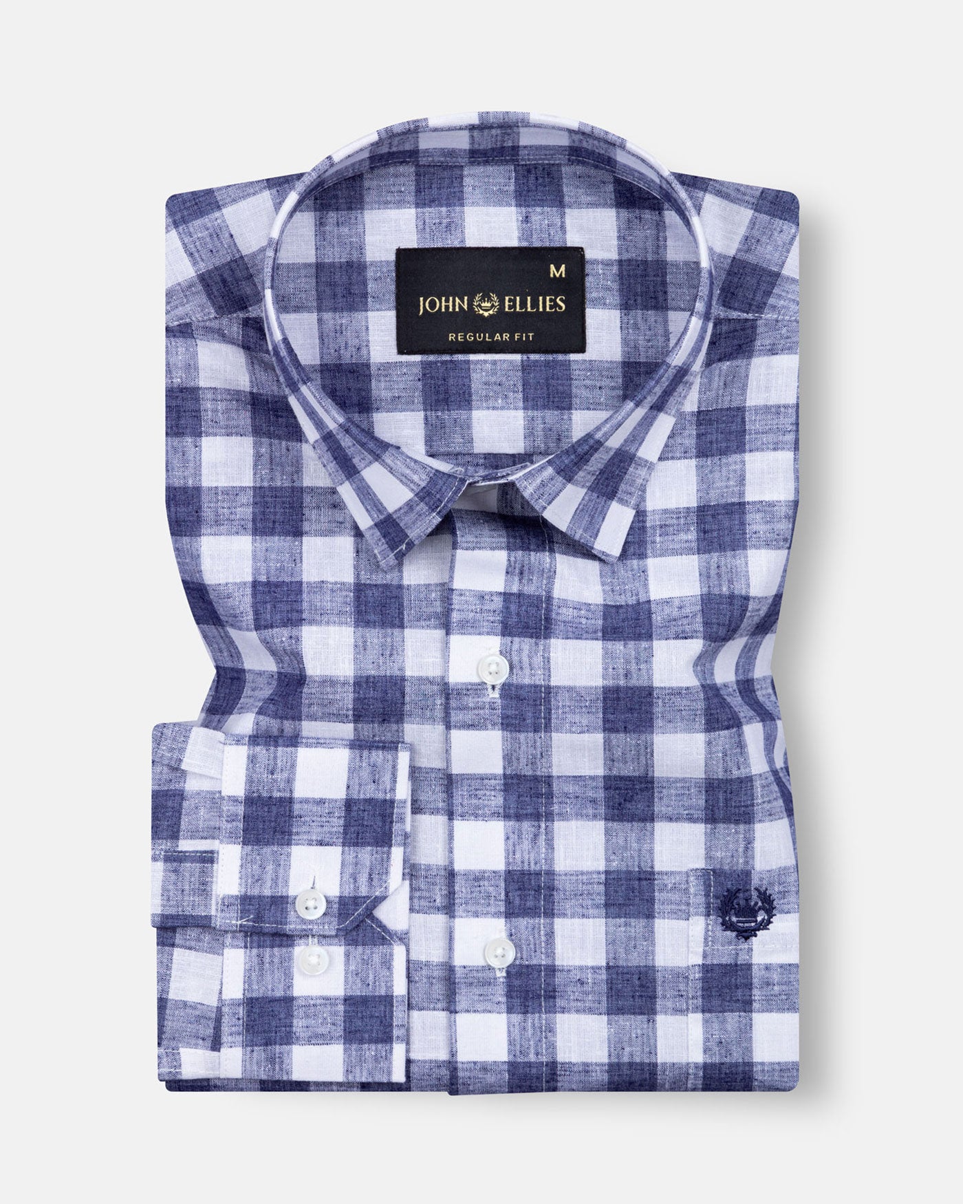 Vintrex Navy Blue Plaid Linen Shirt - John Ellies