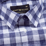 Vintrex Navy Blue Plaid Linen Shirt - John Ellies