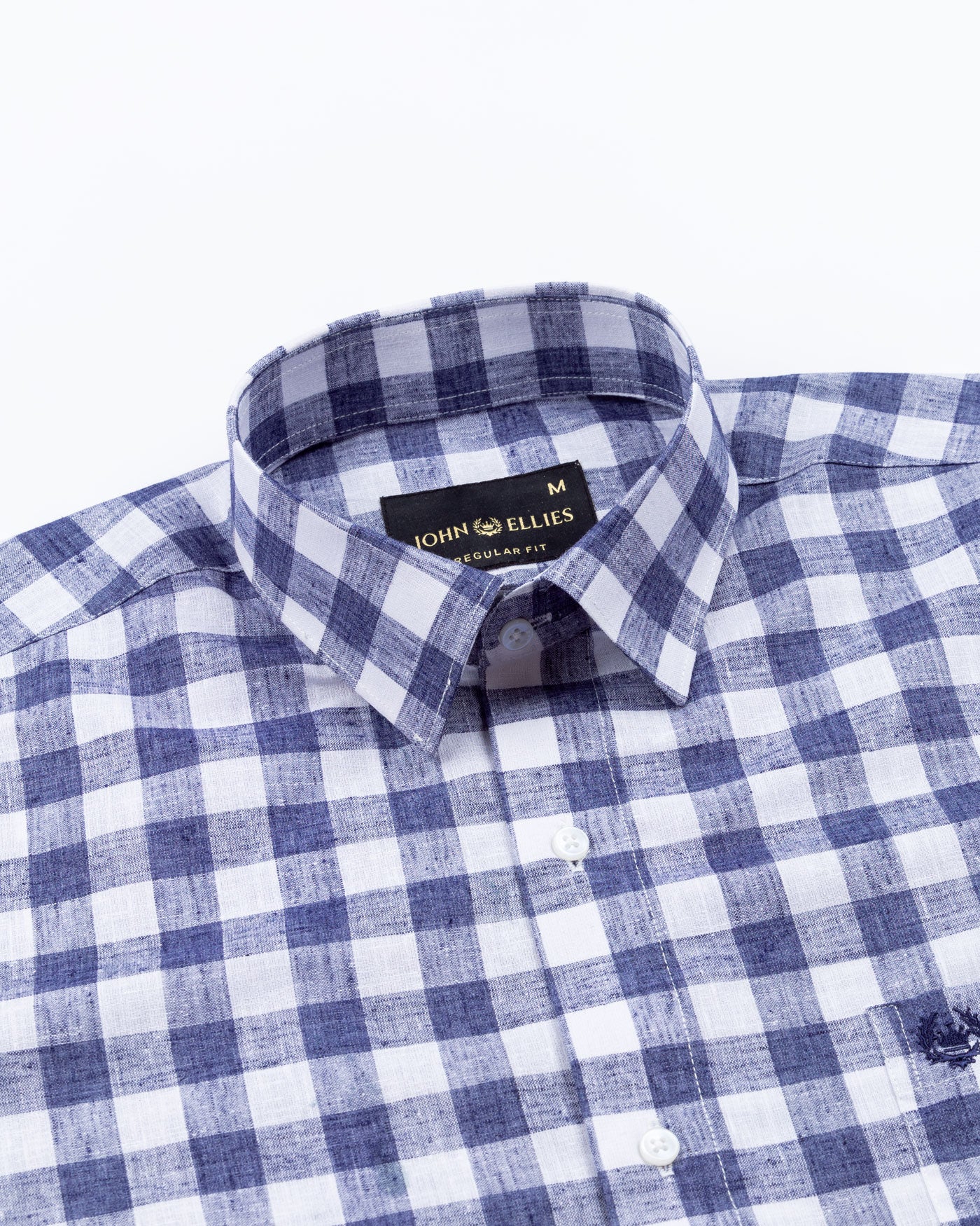 Vintrex Navy Blue Plaid Linen Shirt - John Ellies