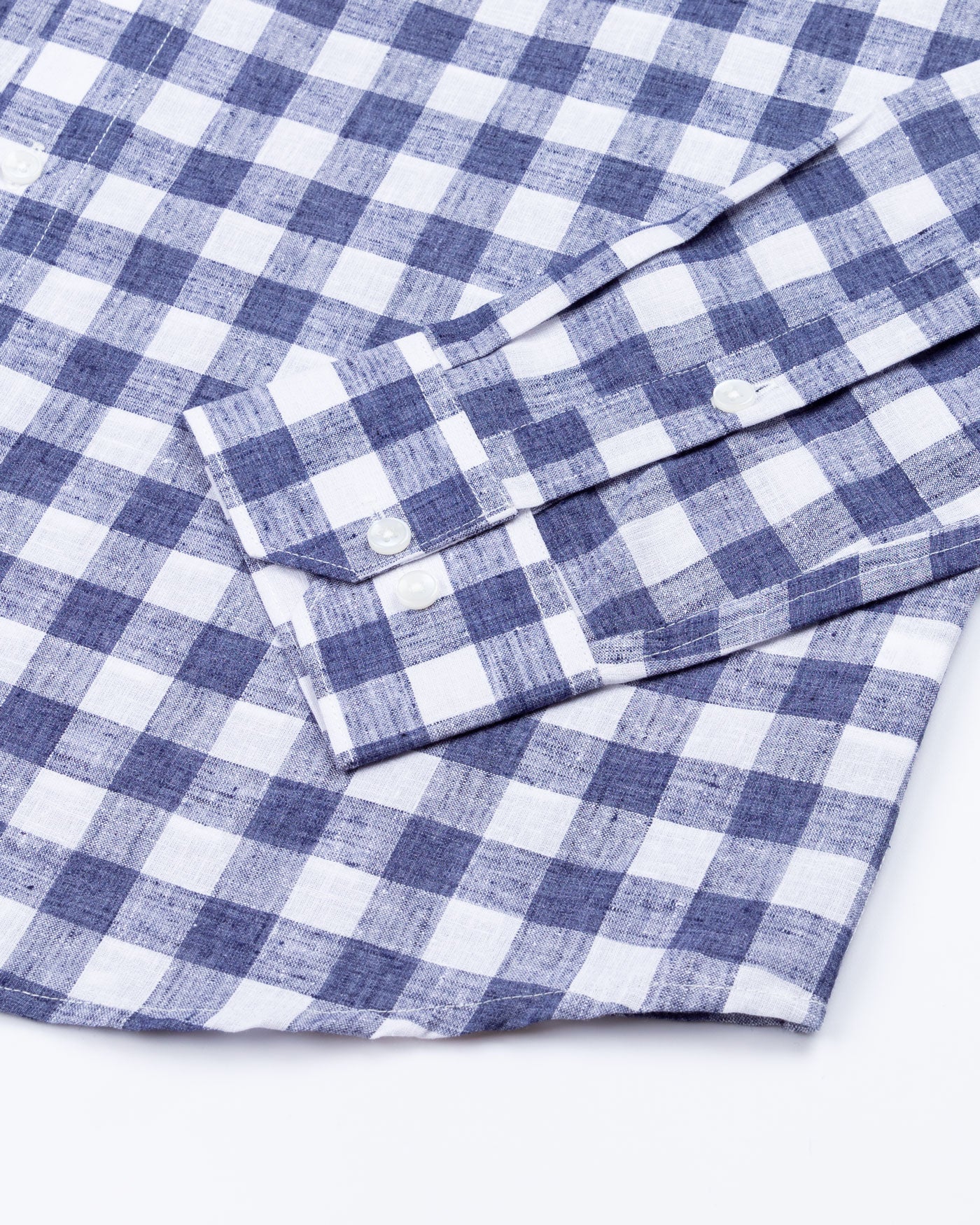 Vintrex Navy Blue Plaid Linen Shirt - John Ellies