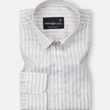 Mistryn White Awning Strips Linen Shirt - John Ellies