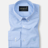 Dersko Sky Blue Gingham Check Button Down Cotton Shirt - John Ellies