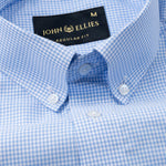 Dersko Sky Blue Gingham Check Button Down Cotton Shirt - John Ellies