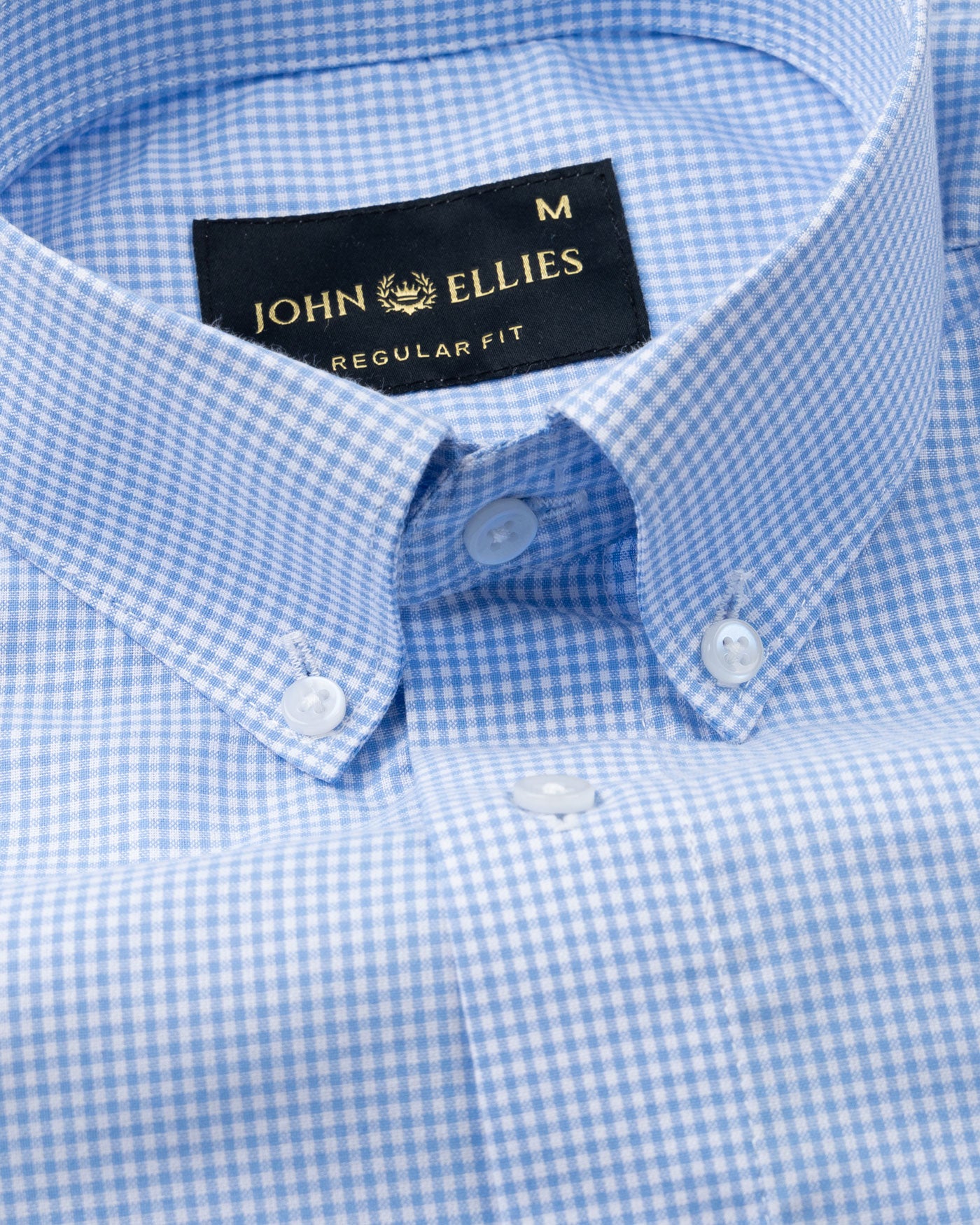 Dersko Sky Blue Gingham Check Button Down Cotton Shirt - John Ellies