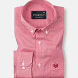 Dersko Red Gingham Check Button Down Cotton Shirt - John Ellies