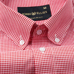 Dersko Red Gingham Check Button Down Cotton Shirt - John Ellies