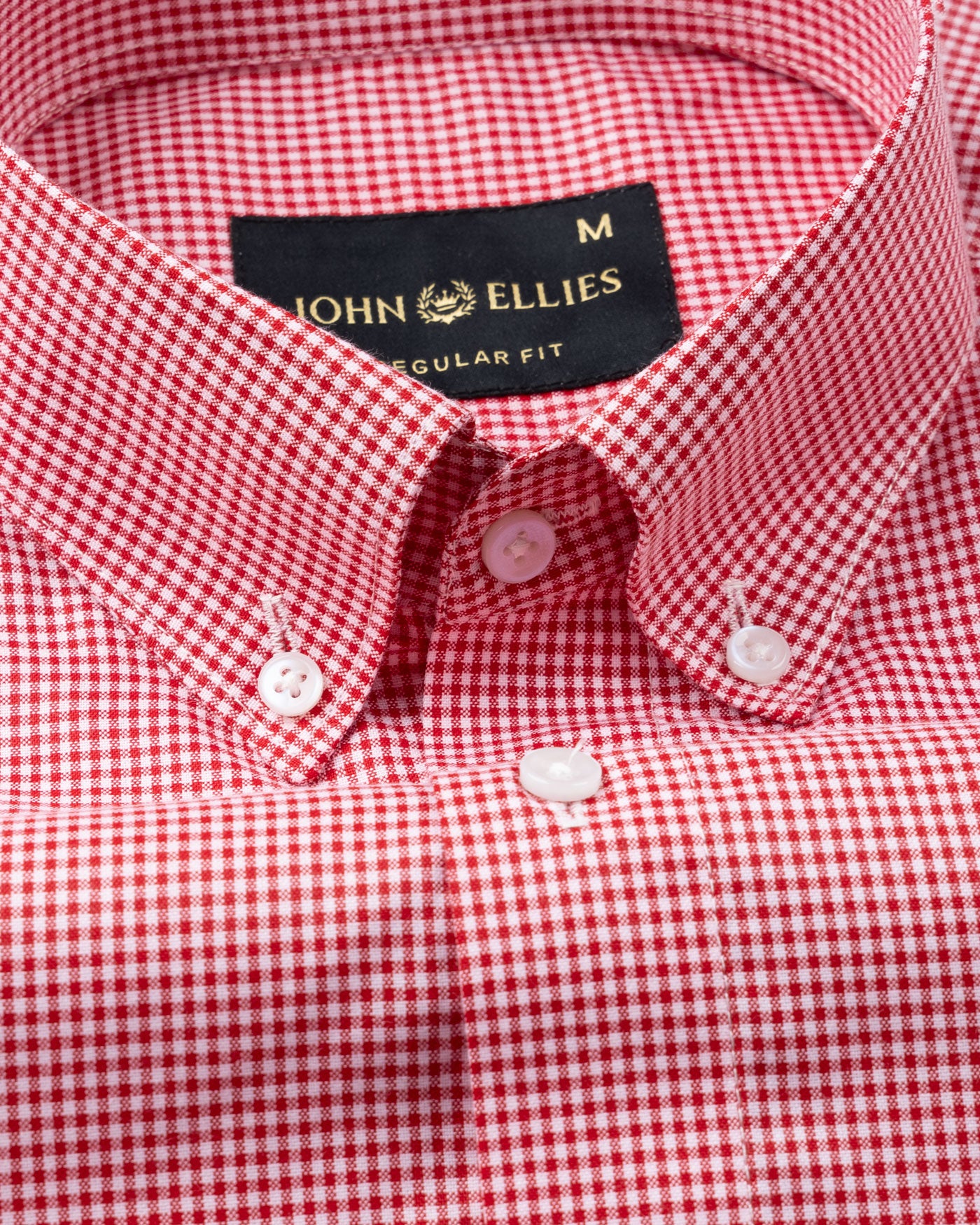 Dersko Red Gingham Check Button Down Cotton Shirt - John Ellies