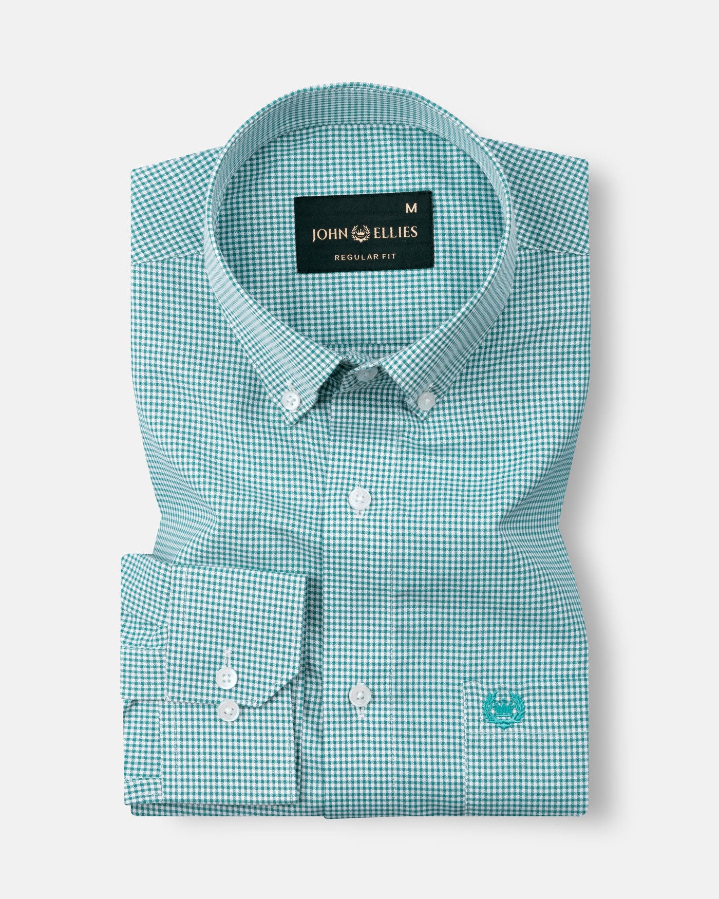 Dersko Green Gingham Check Button Down Cotton Shirt - John Ellies