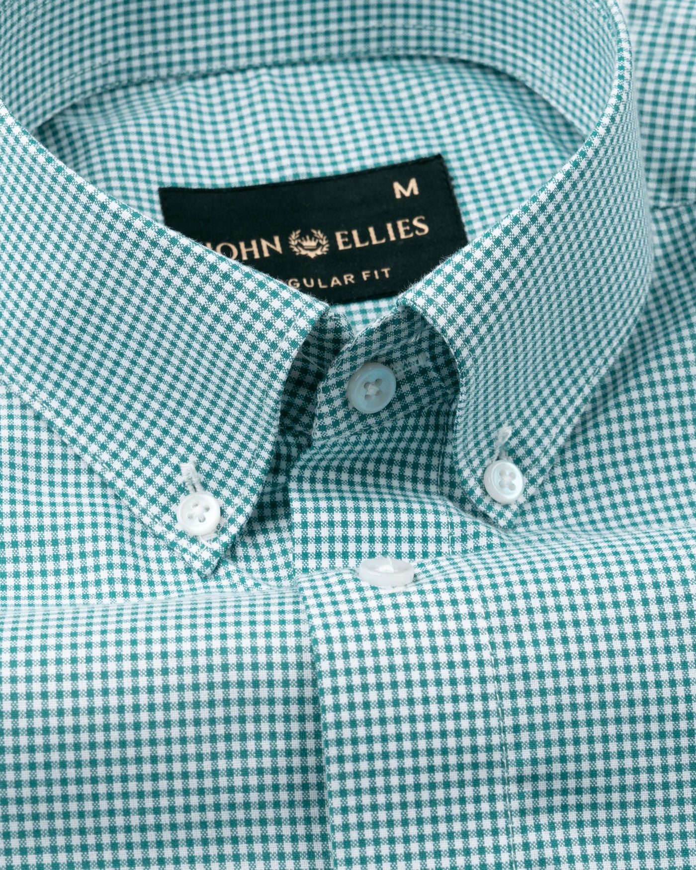Dersko Green Gingham Check Button Down Cotton Shirt - John Ellies