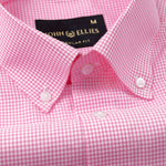 Dersko Pink Gingham Check Button Down Cotton Shirt - John Ellies
