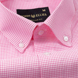 Dersko Pink Gingham Check Button Down Cotton Shirt - John Ellies
