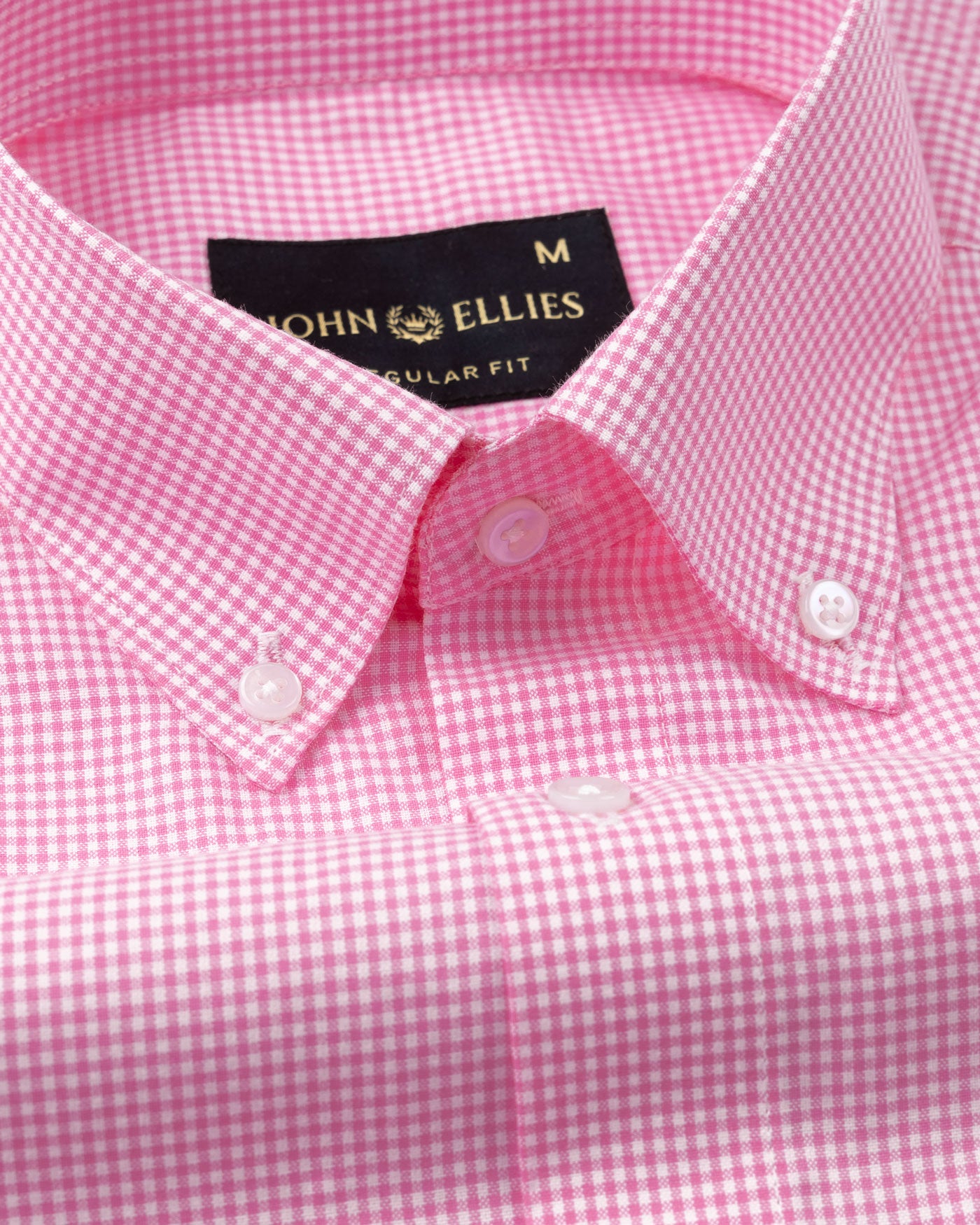 Dersko Pink Gingham Check Button Down Cotton Shirt - John Ellies
