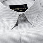 Dersko Silver Gingham Check Button Down Cotton Shirt - John Ellies