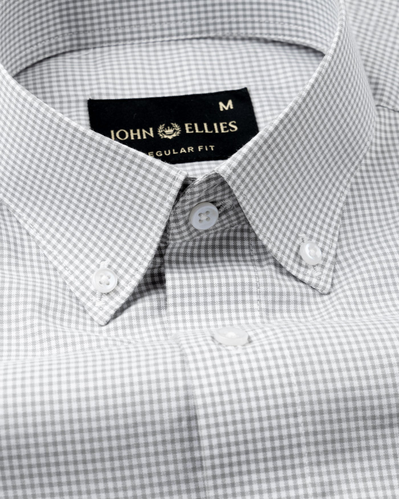 Dersko Silver Gingham Check Button Down Cotton Shirt - John Ellies