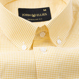 Dersko Yellow Gingham Check Button Down Cotton Shirt - John Ellies