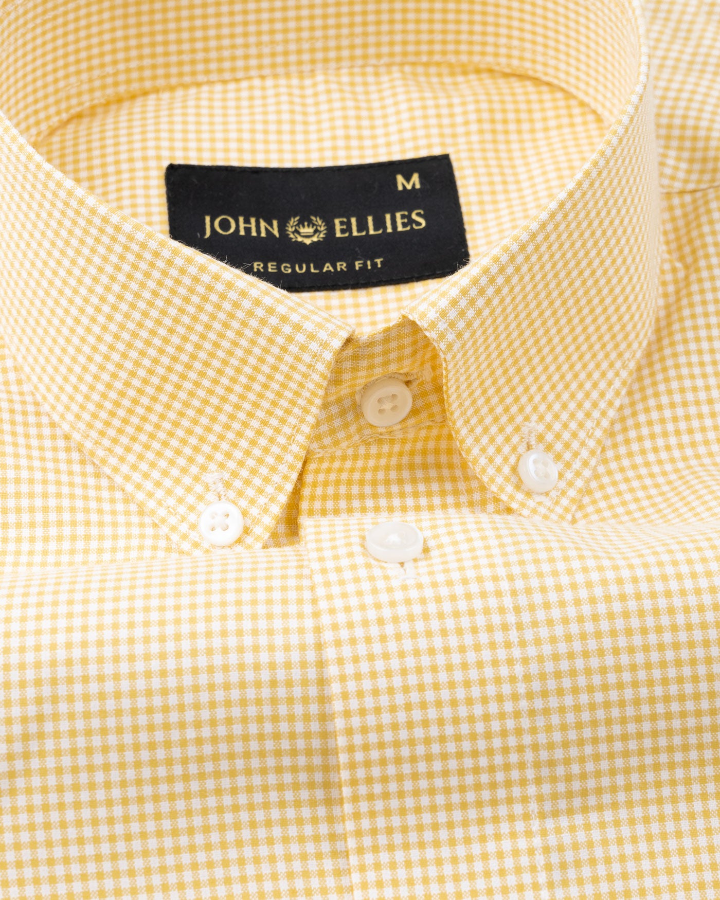 Dersko Yellow Gingham Check Button Down Cotton Shirt - John Ellies