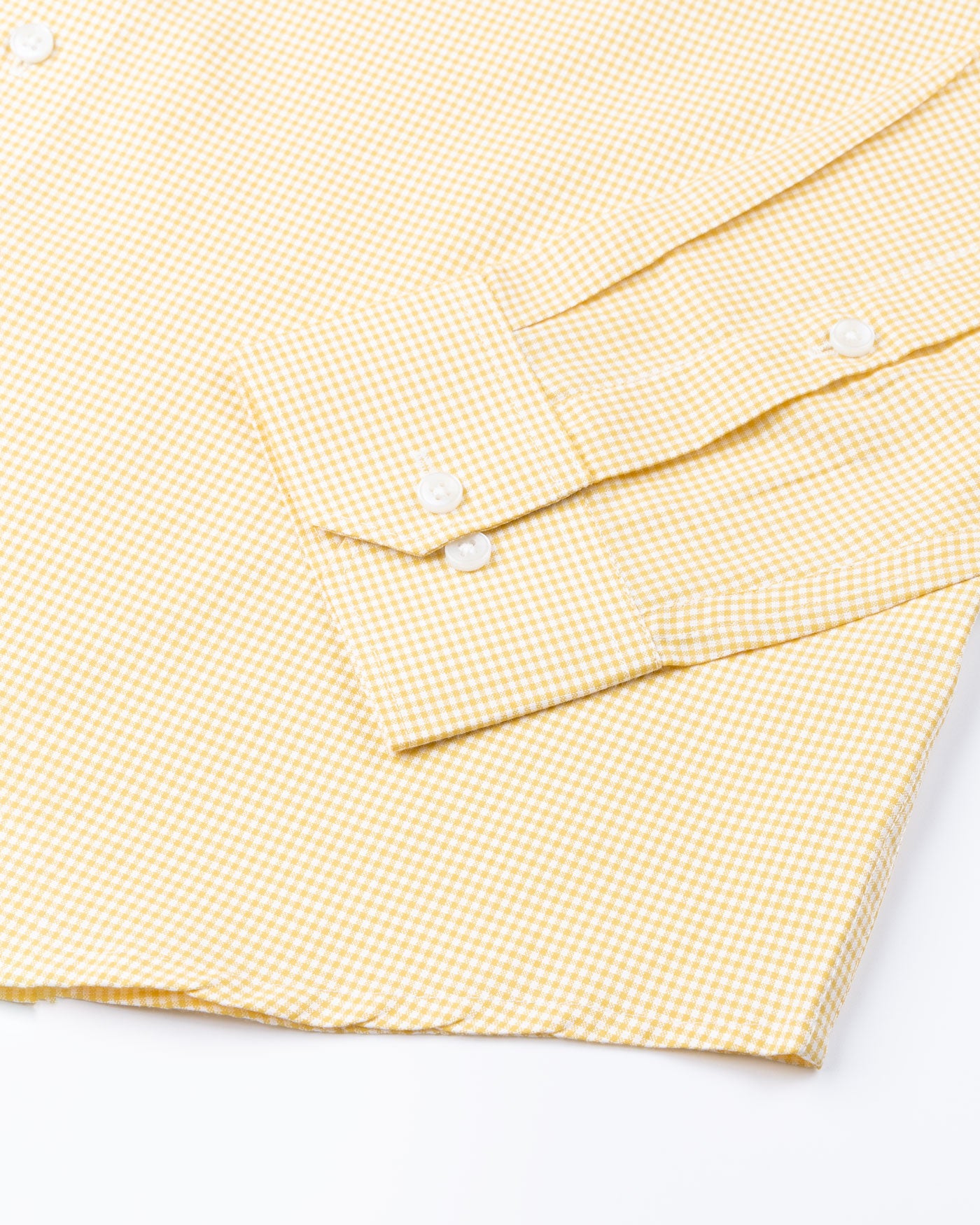 Dersko Yellow Gingham Check Button Down Cotton Shirt - John Ellies