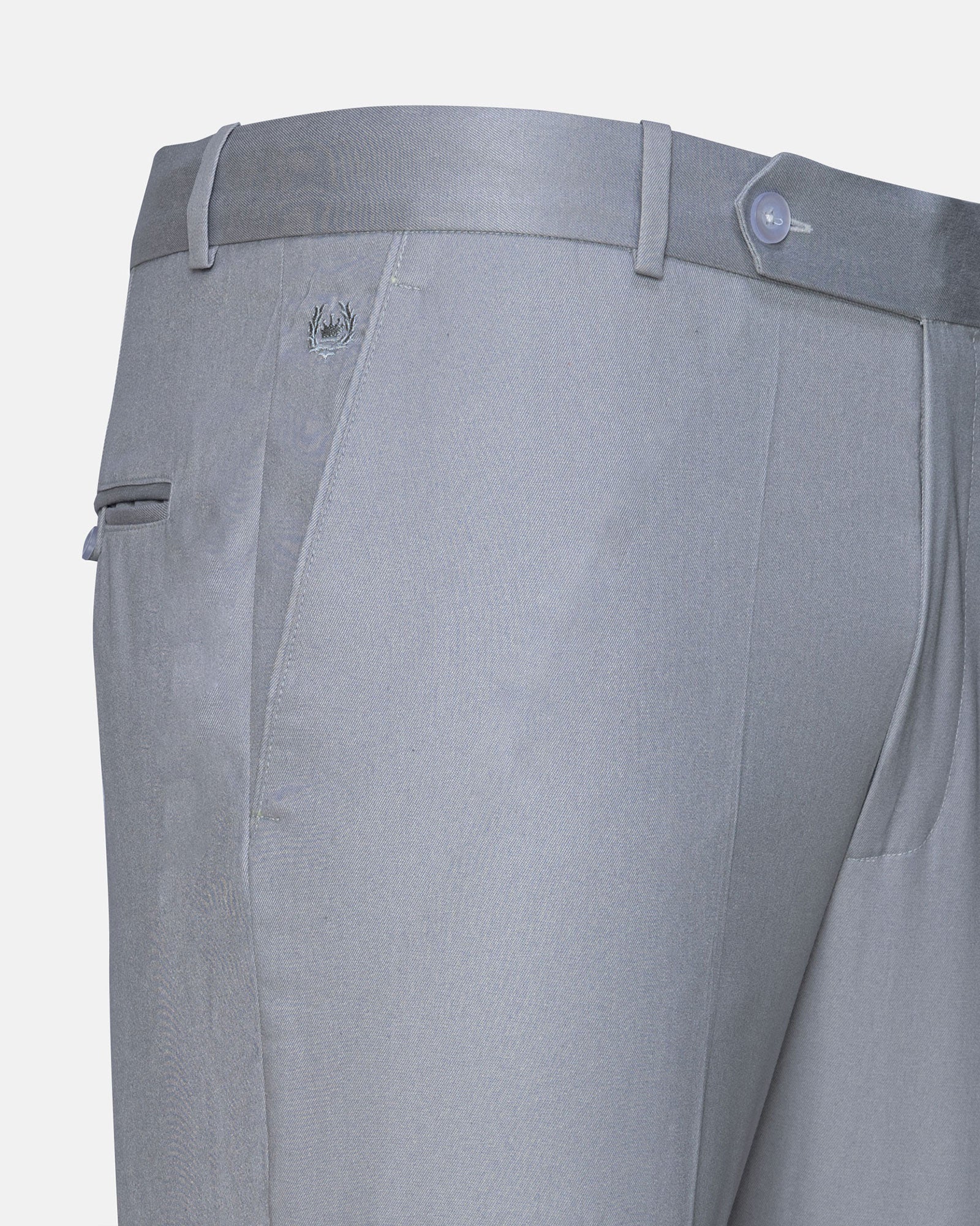 Canes Silver Plain Formal Cotton Pant - John Ellies