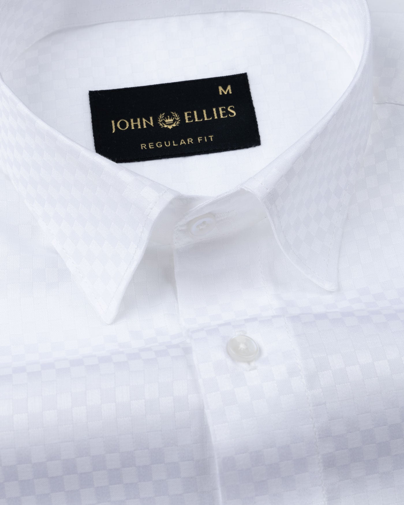 Matto Check White Cotton Dobby Shirt - John Ellies