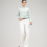 Strata Green Stripes Oxford Cotton Women Shirt - John Ellies