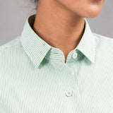 Strata Green Stripes Oxford Cotton Women Shirt