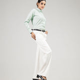 Strata Green Stripes Oxford Cotton Women Shirt - John Ellies