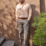 Presto Peach Cotton Dobby Textured Shirt - John Ellies