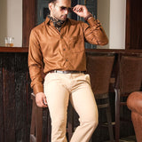 Presto Brown Cotton Dobby Textured Shirt - John Ellies
