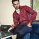 Presto Maroon Cotton Dobby Textured Shirt - John Ellies