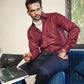 Presto Maroon Cotton Dobby Textured Shirt - John Ellies