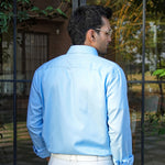 Presto Sky Blue Cotton Dobby Textured Shirt - John Ellies