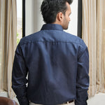Presto Navy Blue Cotton Dobby Textured Shirt - John Ellies