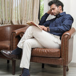 Presto Navy Blue Cotton Dobby Textured Shirt - John Ellies