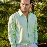 Presto Lime Cotton Dobby Textured Shirt - John Ellies