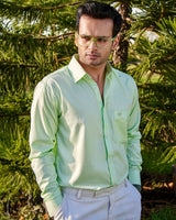 Presto Lime Cotton Dobby Textured Shirt
