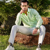Presto Lime Cotton Dobby Textured Shirt - John Ellies