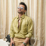 Presto Olive Cotton Dobby Textured Shirt - John Ellies
