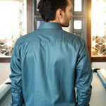 Presto Teal Cotton Dobby Textured Shirt - John Ellies