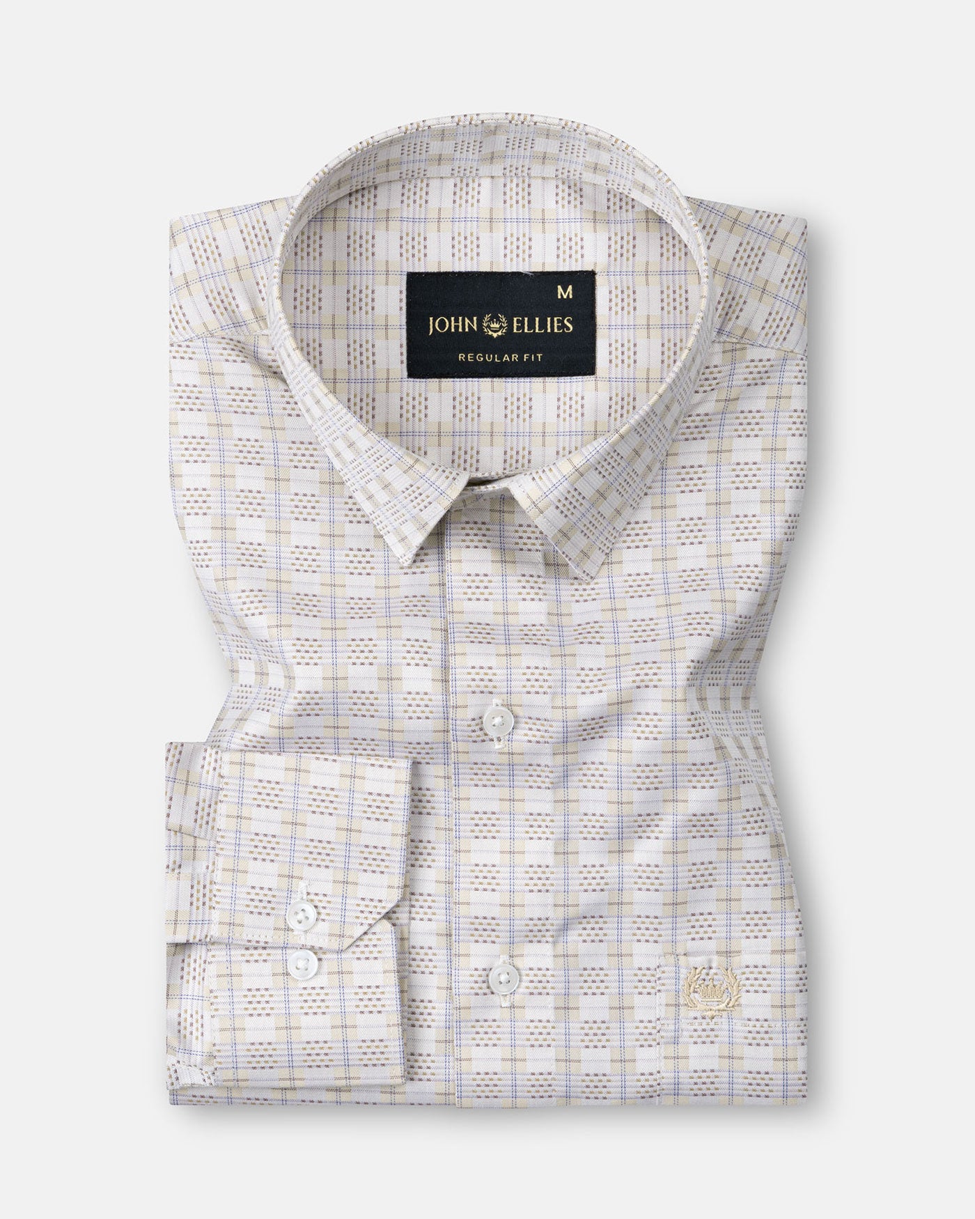 Varell Beige Check Premium Cotton Shirt - John Ellies