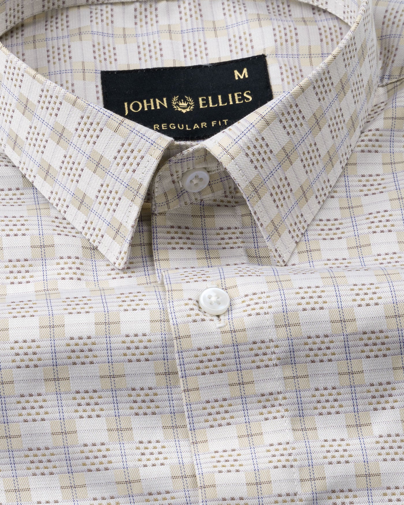 Varell Beige Check Premium Cotton Shirt - John Ellies