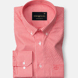 Vorniq Red Gingham Check Button Down Cotton Shirt - John Ellies
