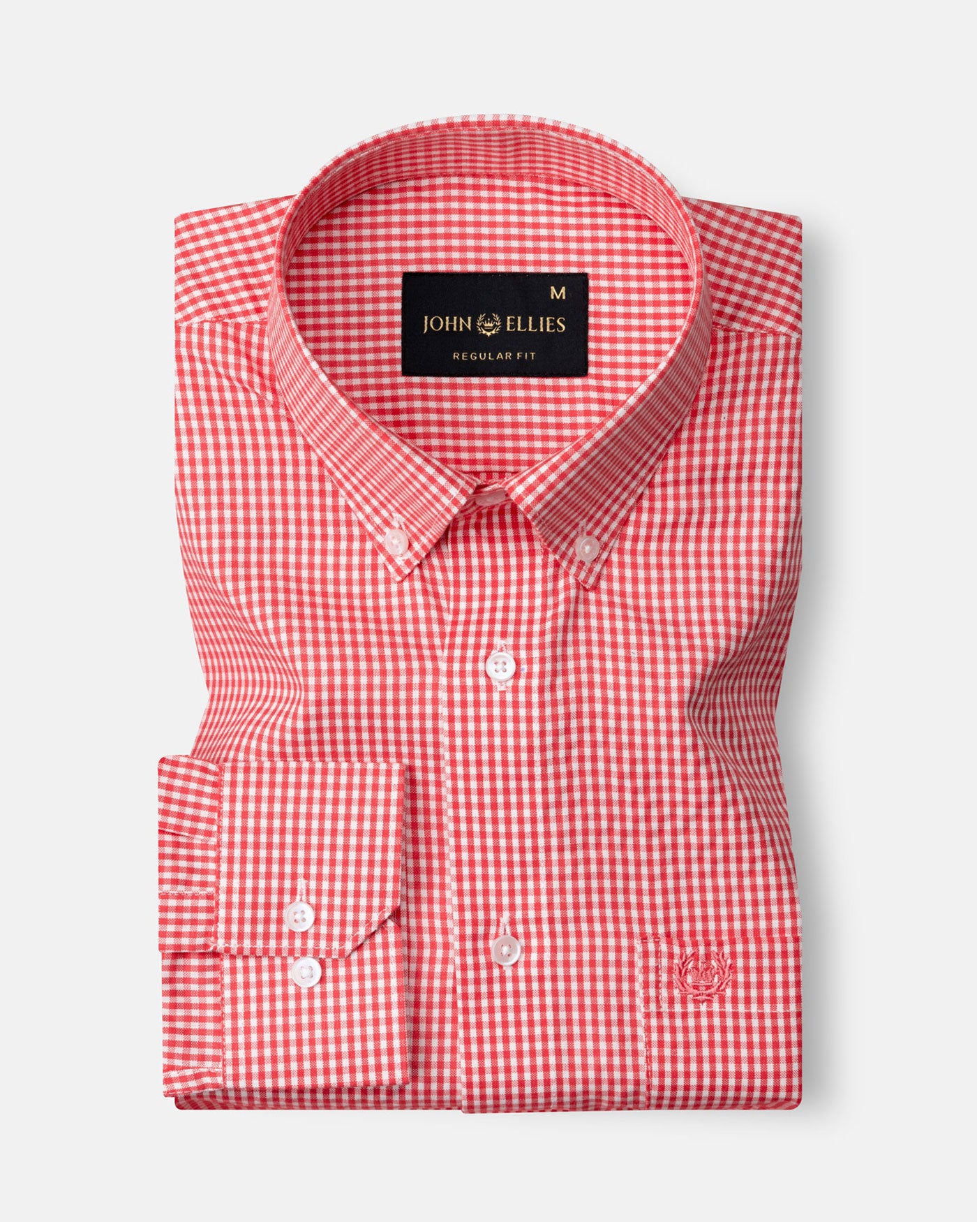 Vorniq Red Gingham Check Button Down Cotton Shirt - John Ellies